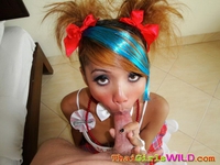 Blue haired asian chick