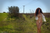 Naked brunette on the countryside