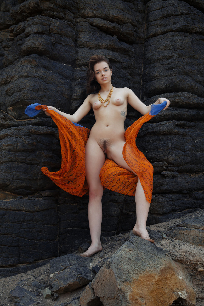 Cute Brunette Keira Blue Loves To Be Naked In Nature, Letting Her Flimsy Wrap Drop As She Enjoys The Solitude Of Her Secret Cove
