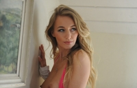 Busty blonde babe Hayley's big naturals