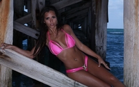 Hot Janessa's pink bikini by the dock